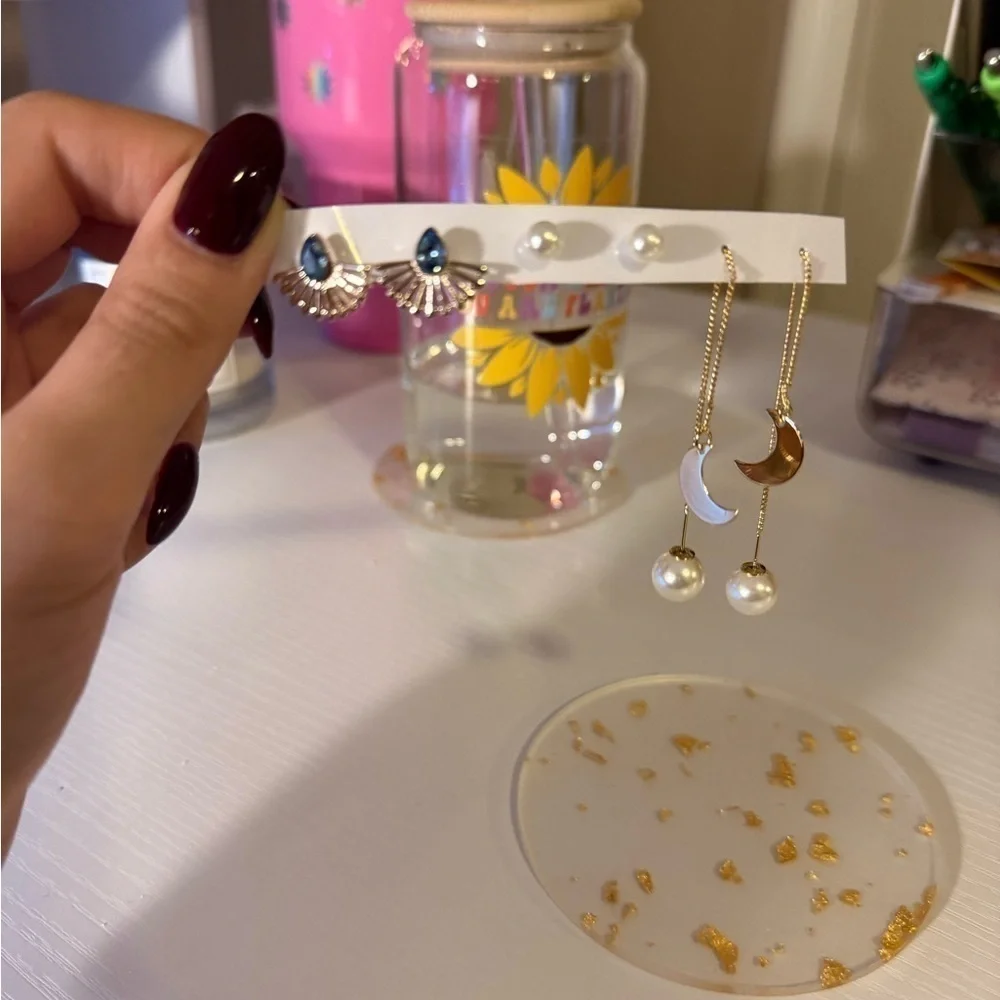 Gold and White Celestial Earrings Collection